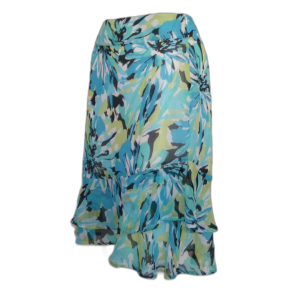 CATO Skirt, 6, Floral, ruffled hem, Side zip, Colorful, Blues/black/yellow - Picture 3 of 11